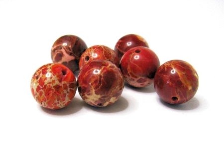 Sea Sediment, Imperial  Kaiser Jaspis Perlen 10 mm Dunkelrot, Edelsteinkette